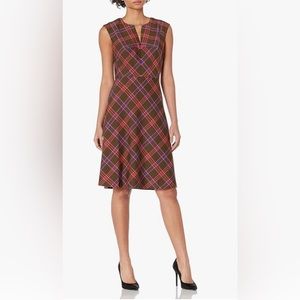 Trina Turk Women's A Line Plaid Dress Size 8 Color Multi